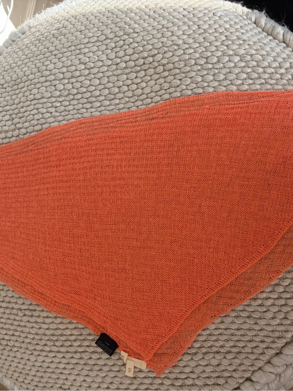 Eileen Fisher Linen Open Knit Scarf Coral
